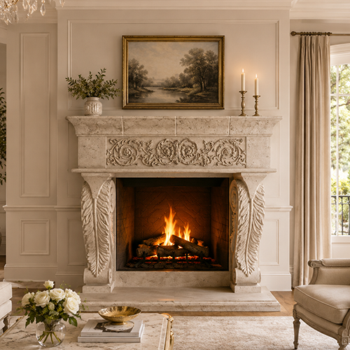 Chateaux Fireplace Mantel by Precast Innovations, Inc.